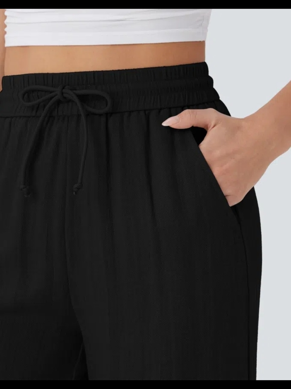 Size XL Tall HALARA Black Wide Leg Drawstring Pants - Picture 5 of 6